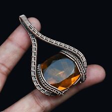 Honey Citrine Copper Wire Wrapped Pendant Jewelry Gift For Her CCP 015