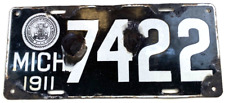 Michigan 1911 License Plate Porcelain Auto Tag Vintage Wall Decor Collector