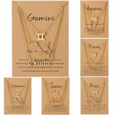 3pcs 12 Constellation Zodiac Sign Pendant Necklace Clavicle Chain Women Jewelry