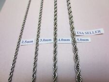 16-30" 2.5/3/4/5mm STAINLESS STEEL SILVER/ GOLD ROPE CHAIN NECKLACE USA SELLER"