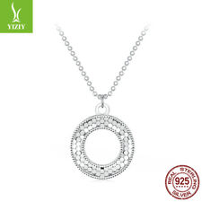 Bisaer Beauty 925 Sterling Silver Sparkling O-Shaped Necklace For Women Jewelry