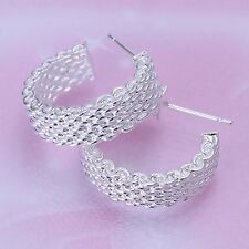 Fashion women silver women 925 mesh Lady stud Earring wedding jewelry hot