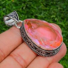 Orange Morganite Gemstone Handmade 925 Sterling Silver Jewelry Pear Cut Pendant