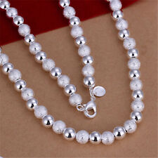 silver 925 chain 8MM beads men women necklace Jewelry fashion wedding gift N086