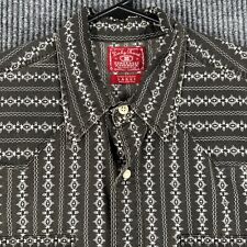 Lucky Brand Dungarees American Mens Large Geometric Long Sleeve Pearl Snap Shirt