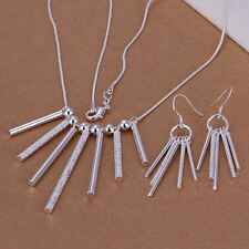 charms women 925 silver Fashion Beautiful Cylinder Necklace Earring set S159