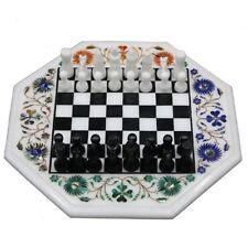 15 Marble Chess game Table Top Semi Precious stones art Handmade decor"