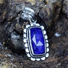 Faceted Lapis Lazuli Gemstone Handmade Silver Jewelry Pendant 1.7 PSLS539"