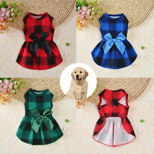 Christmas Plaid Pet Clothes Small Dog Cat Dress Bow Tie Fancy Skirt Costume ^ - Toronto - Canada