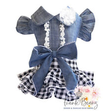 Denim Dog Dress Frills Girl Dog Clothes for Small Dogs Girls Pet Clothing - Toronto - Canada