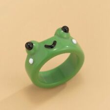 Cute Resin Acrylic Green Frog Ring Animal Finger Rings Women Men Jewelry Gift