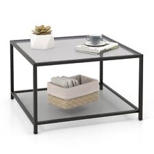 Modern Square Center Table 2-Tier Square Coffee Table Living Room W/ Mesh Shelf - Mumbai - India