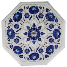 12'' white Marble Center corner Table Top multi Stone Inlay lapis malachite w9