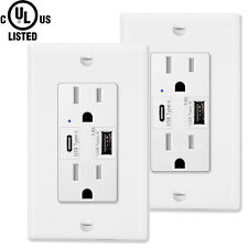 Electrical Outlet Receptacle with USB C Ports 5.8Amp Tamper Resistant Smart 2Pcs - South El Monte - US