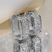 Silver Plated Hoop Earrings With Cubic Zirconia Hip Hop Jewelry Unisex, Men