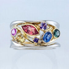 Fashion Women 925 Silver Filled Ring Cubic Zircon Wedding Ring Jewelry Sz 6-10