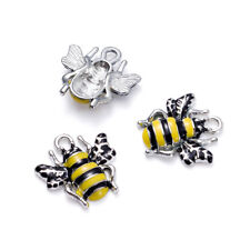 10pcs Cute Alloy Enamel Honeybee Pendants Mini Dangle Charms Craft Jewelry 18mm