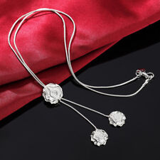 silver 925 nice charms Rose chain women necklace Jewelry fashion wedding N036
