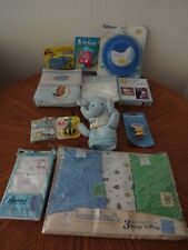 NEW BABY BOY SHOWER GIFT-3 SLEEP OUTFITS/3 TSHIRTS/BLANKETS/FEEDING ITEMS+MORE