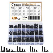 720Pcs M3 M4 M5 M6 12.9 Grade Alloy Steel,Hex Socket Head Cap Screws Bolts,Fl... - Brentwood - US