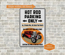 Hot Rod Parking Sign Garage Home Decor Parking Metal Wall Dad Car 108122001012