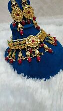 Indian Bollywood Gold Plated Kundan Choker Bridal Necklace Earrings Jewelry Set
