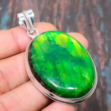 Green Labradorite Gemstone Handmade Jewelry Pendant 2.56 D100"