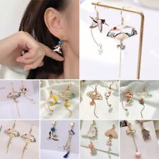 Chinese Style Folding Fan Crane Cloud Hook Earrings Drop Dangle Women Jewellery