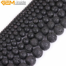 Natural Black Volcanic Lava Rock Round Spong Beads For Jewelry Making 15 UK"