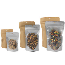 PackFreshUSA 5 Mil Kraft/Clear Stand-Up Pouches Bags w/ Hang Hole - 1000 Pcs