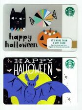 STARBUCKS Gift Card - Halloween - LOT of 2 - Cat 2017 & Bat 2019 - No Value