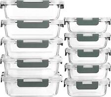 MCIRCO Glass Fresh Keeping Cans Set for Food, 20 Pieces (10 Containers, 10 Tran