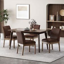 Hampton Mid Century Modern Upholstered Dining Chairs, Set of 4, Dark Brown Faux - Chatsworth - US