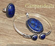 Lapis Lazuli Mix Shape 3pcs Combo Set 925 Silver Plated Wholesale Lot Jewelry