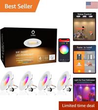 Smart LED Can Lights WiFi RGB Color Changing Metal Baffle Trim 5/6 Inch 4 Pcs - Riverside - US