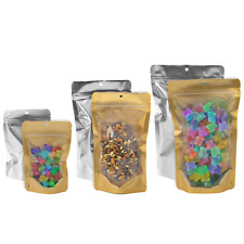 PackFreshUSA 5 Mil Gold/Clear Stand-Up Pouches Bags w/ Hang Hole - 100 Pcs