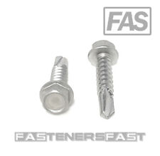 (50) #12 x 1 Stainless Steel Hex Washer Head Self Drilling Tapping TEK Screws - Bonaire - US"