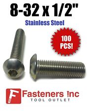 (Qty 100) 8-32 x 1/2 Button Head Socket Cap Screw Stainless Steel Screws - Redding - US"