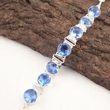Natural Tanzanite Gemstone Chain Blue Bracelet 925 Sterling Silver Jewelry