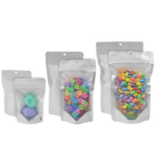 PackFreshUSA 5 Mil White & Clear Stand-Up Pouches Bags w/ Hang Hole - 100 Pcs