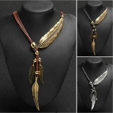 Bohemian Style Rope Chain Leaf Feather Pattern Pendant For Women Fine Jewelry