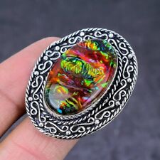 Natural Ammolite Gemstone Handmade 925 Sterling Silver Jewelry Ring Size 7 r496