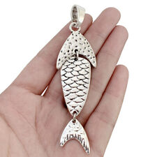 3pcs Tibetan Silver Tone Large Fish Charms Pendants for Necklace Jewelry Making