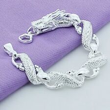 Dragon 925 Silver chain women men bracelet fashion charm jewelry wedding H036