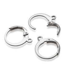 100pc 201 Stainless Steel Leverback Earring Findings Earwire With Loop 14.5x12mm