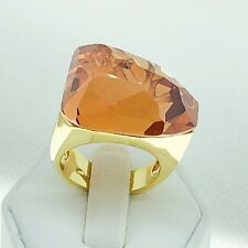 R5282 Women Vintage Jewelry White Yellow Gold Plated Big Citrine Solitaire Ring