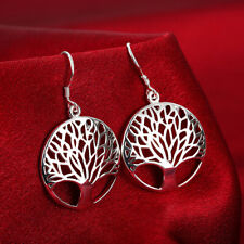 New 925 sterling Silver Charms Earrings fine Circle tree for women noble jewelry