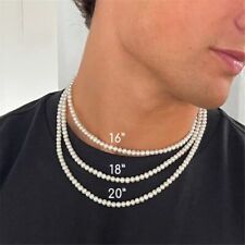 Fashion Handmade White Pearl Strand Bead Necklace for Men Women Jewelry