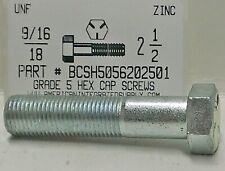 9/16-18x2-1/2 Hex Head Cap Screws Grade 5 Steel Zinc Plated (3) - Detroit - US