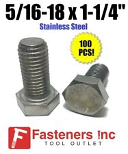 (Qty 100) 5/16-18 x 1-1/4 Stainless Steel Hex Cap Screw / Tap Bolt 18-8 / 304 - Redding - US"